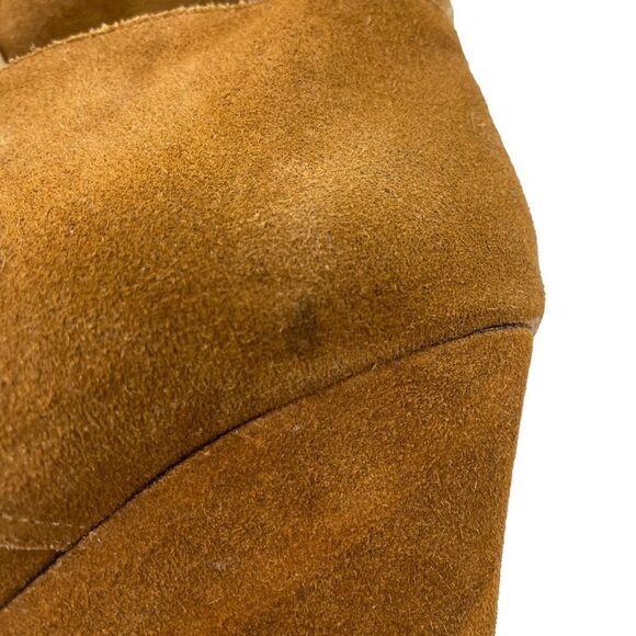 Steve Madden Suede Tangoo Lace-Up Wedge Ankle Bootie Women's 8 Cognac Brown - Picture 8 of 10